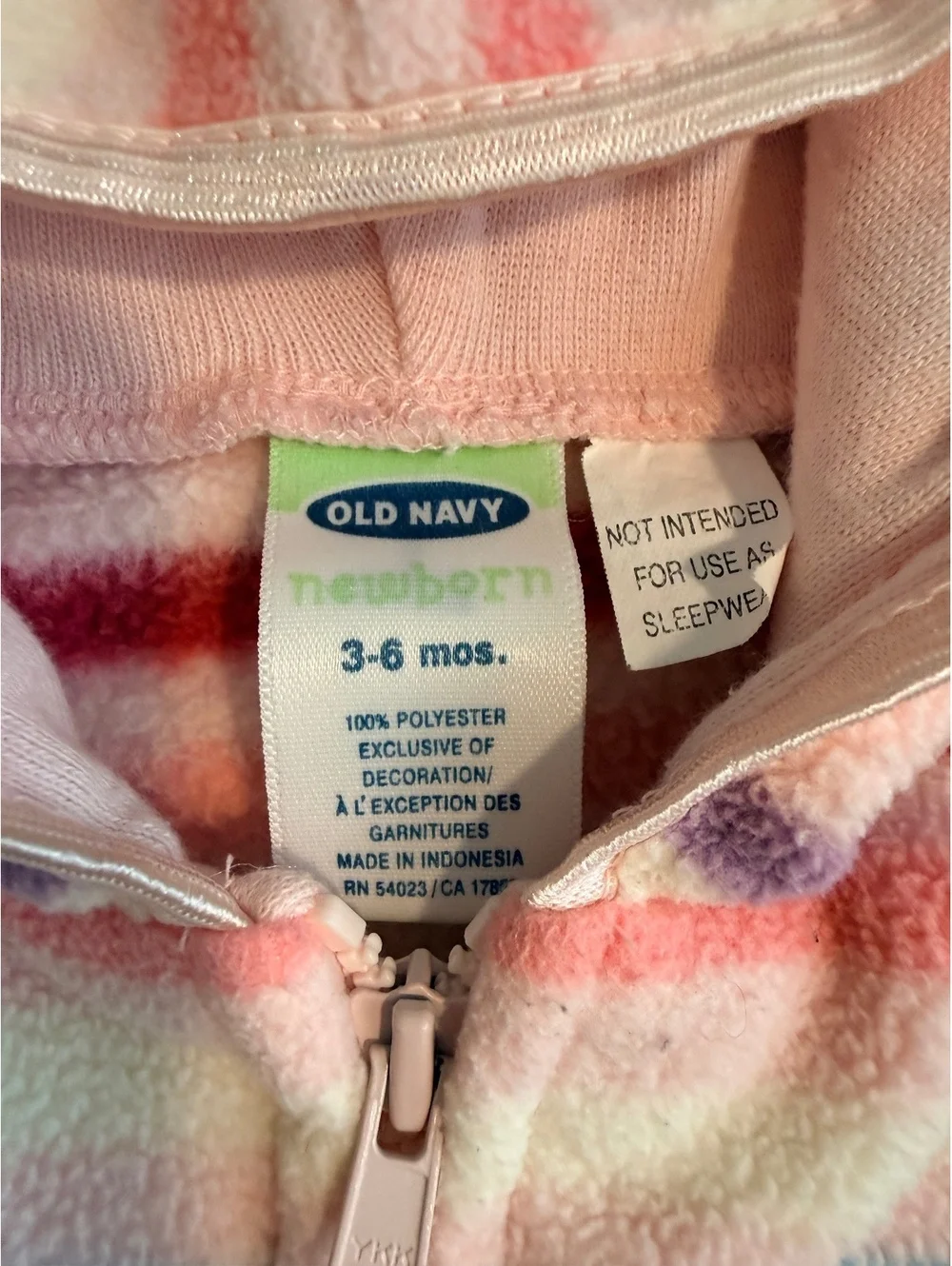 Old Navy Baby 3-6 Months Hooded Fleece Jumpsuit Striped